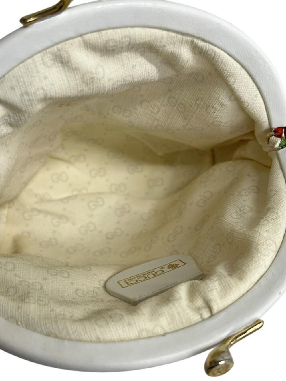 GUCCI Flora,Old Gucci - Cream Dark Green Multi Coated Canvas Leather Pouch - Picture 9 of 10